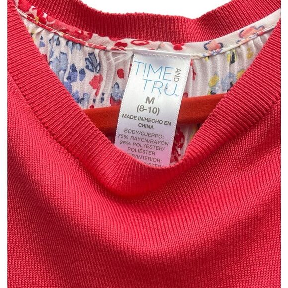 Time and Tru Pink Boxy Long Sleeve Sweatshirt fully line floral inside open back - Picture 3 of 5